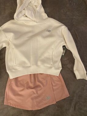 New Balance Cream Hoodie with Blush Pink Skort